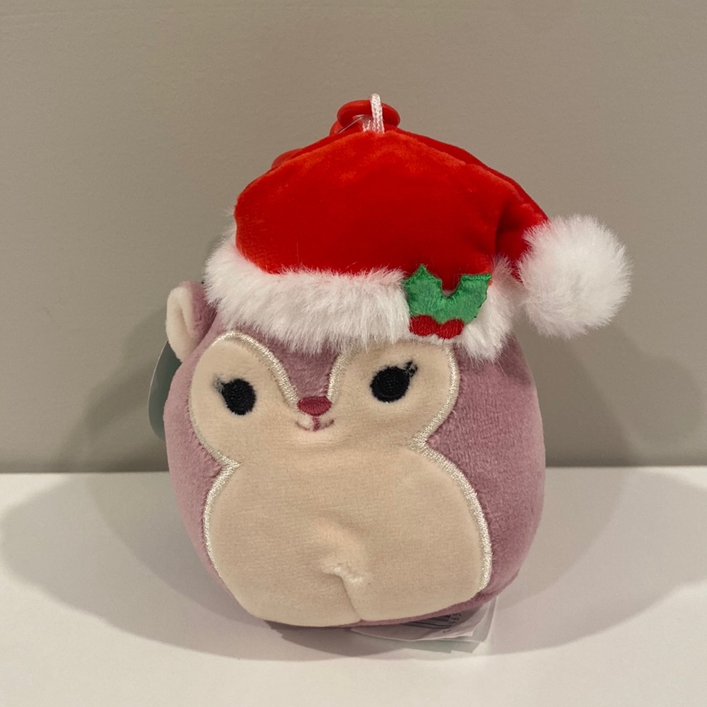Squishmallow Allina the Squirrel Christmas 2023 with Santa Hat Clip NWT